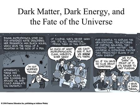 Dark Matter, Dark Energy, and the Fate of the Universe.