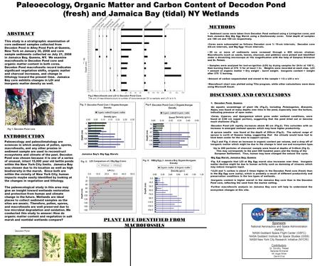 ABSTRACT INTRODUCTION METHODS DISCUSSION AND CONCLUSIONS Sediment cores were taken from Decodon Pond wetland using a Livingston corer, and from Jamaica.