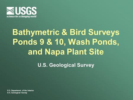 U.S. Department of the Interior U.S. Geological Survey Bathymetric & Bird Surveys Ponds 9 & 10, Wash Ponds, and Napa Plant Site U.S. Geological Survey.