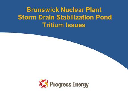 Brunswick Nuclear Plant Storm Drain Stabilization Pond Tritium Issues.