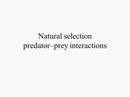 Natural selection predator–prey interactions. Ecological interactions between organisms 1)Competition(-/-) two organisms using the same resources -Interspecific.