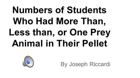 Numbers of Students Who Had More Than, Less than, or One Prey Animal in Their Pellet By Joseph Riccardi.