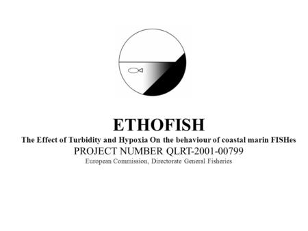 ETHOFISH The Effect of Turbidity and Hypoxia On the behaviour of coastal marin FISHes PROJECT NUMBER QLRT-2001-00799 European Commission, Directorate General.