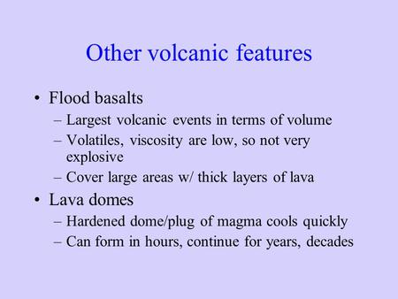 Other volcanic features