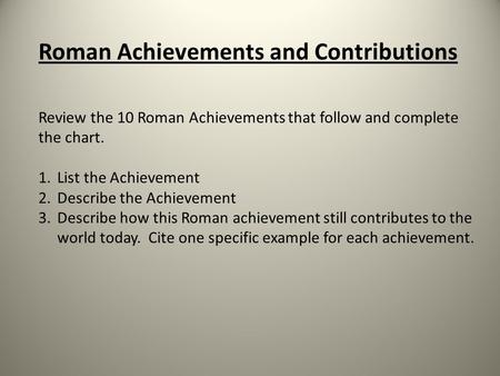 Roman Achievements and Contributions