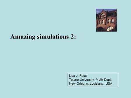 Lisa J. Fauci Tulane University, Math Dept. New Orleans, Louisiana, USA Amazing simulations 2: