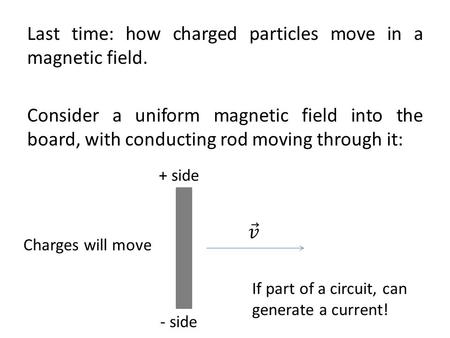Last time: how charged particles move in a magnetic field