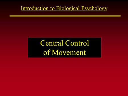 Introduction to Biological Psychology Central Control of Movement.