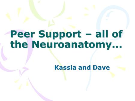 Peer Support – all of the Neuroanatomy... Kassia and Dave.