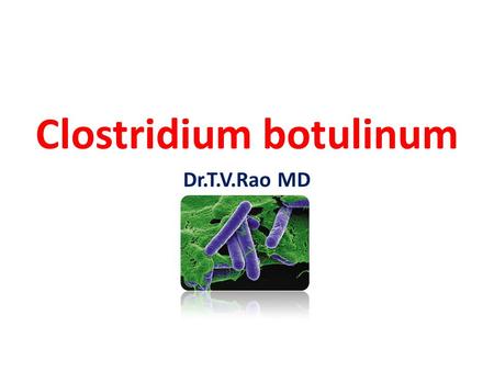 Clostridium botulinum Dr.T.V.Rao MD. Clostridium botulinum Clostridium botulinum is a Gram-positive, rod- shaped bacterium that produces several toxins.