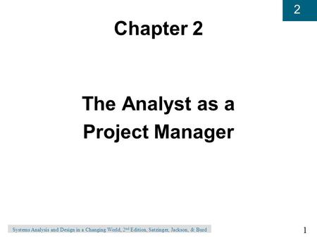 Chapter 2 The Analyst as a Project Manager