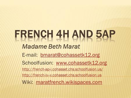 Madame Beth Marat   Schoolfusion: