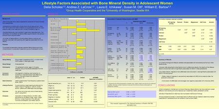 Association of selected lifestyle factors with BMD Adjusted mean BMD* N HipSpine Whole Body __________________________________________________________________.