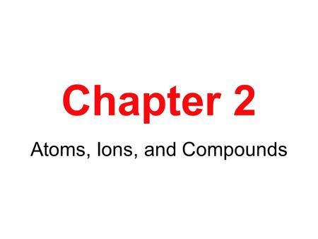 Chapter 2 Atoms, Ions, and Compounds. The Composition of Compounds The law of multiple proportions states that the masses of element Y that combine with.