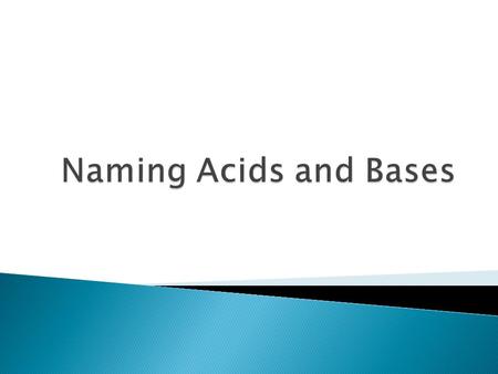 Naming Acids and Bases.