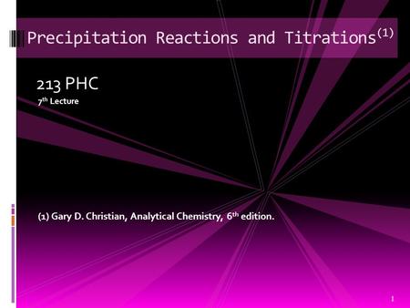 Precipitation Reactions and Titrations(1)