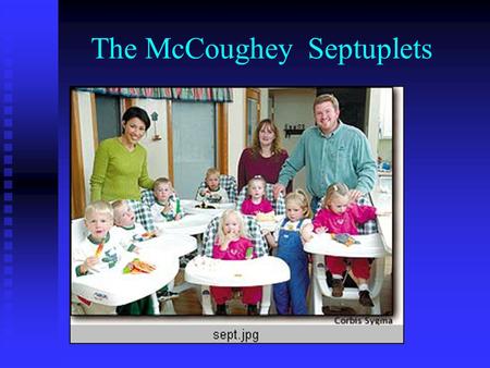 The McCoughey Septuplets. Infertility 101 Definitions Under 35 yoNo conception after one year of unprotected intercourse Over 35 yoNo conception after.