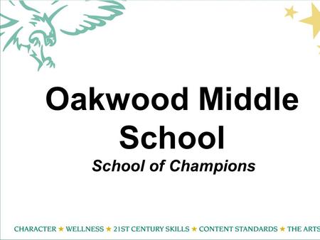 Oakwood Middle School School of Champions. 21 st Century Learning Each year over 75% of our students are adjudicated by judges by: Performing on a Stage.