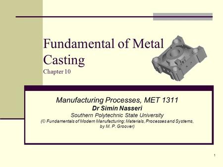 Fundamental of Metal Casting Chapter 10