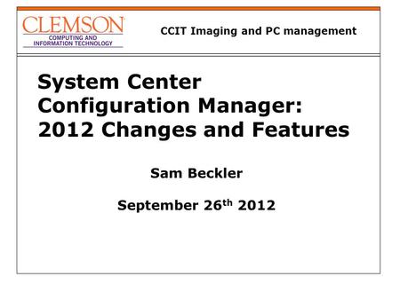 CCIT Imaging and PC management