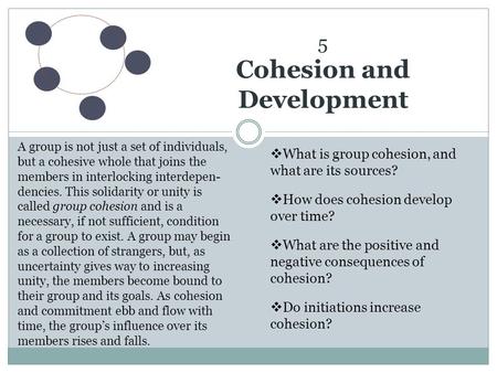 5 Cohesion and Development