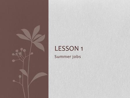 Summer jobs LESSON 1. Looking for / understanding and replying to job advertisements Aims: -to learn to use the Internet in a purposeful and effective.