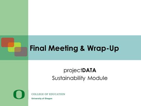 Final Meeting & Wrap-Up project DATA Sustainability Module.