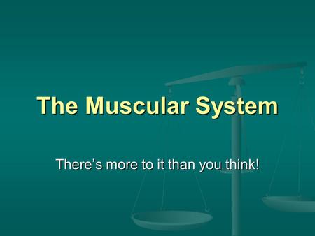 The Muscular System There’s more to it than you think!
