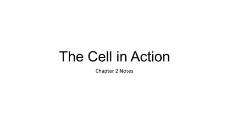 The Cell in Action Chapter 2 Notes.