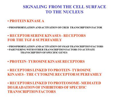 SIGNALING FROM THE CELL SURFACE TO THE NUCLEUS