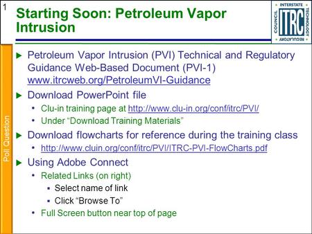Starting Soon: Petroleum Vapor Intrusion