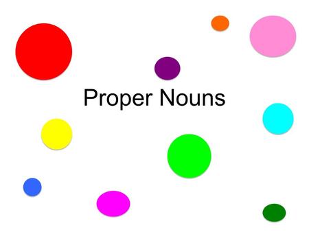 Proper Nouns A Proper Noun NAMES a person, place, or thing.