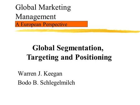Global Marketing Management A European Perspective