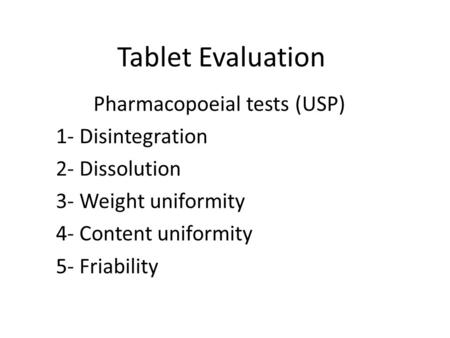 Pharmacopoeial tests (USP)