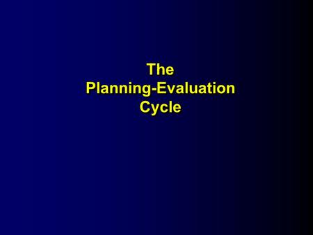 The Planning-Evaluation Cycle. EVALUATIONPHASE PLANNINGPHASE.