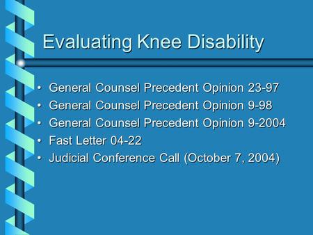 Evaluating Knee Disability