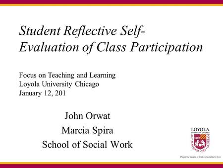 Student Reflective Self-Evaluation of Class Participation