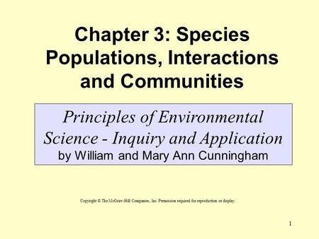 Chapter 3: Species Populations, Interactions and Communities