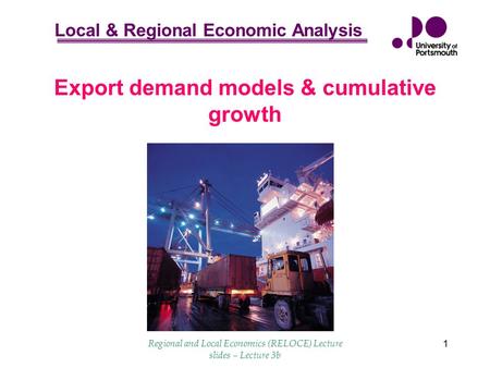 Export demand models & cumulative growth