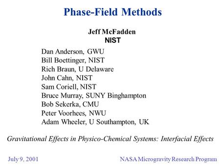 NASA Microgravity Research Program