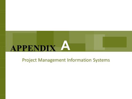 Project Management Information Systems A APPENDIX.