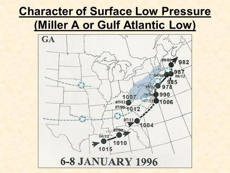 Character of Surface Low Pressure (Miller A or Gulf Atlantic Low)