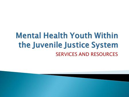 SERVICES AND RESOURCES. Total Unduplicated Youth Youth with Mental Health Diagnosis % 2007 67183755.58% 2008 62185739.22% 2009 563878113.85% 2010 515572214.01%