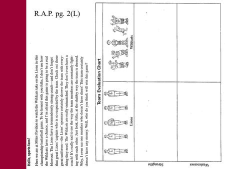 R.A.P. Lions vs. Wildcats R.A.P. pg. 2(L). Reading Notes pg. 3R.
