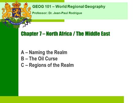Chapter 7 – North Africa / The Middle East