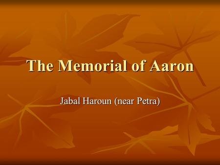The Memorial of Aaron Jabal Haroun (near Petra). 2.