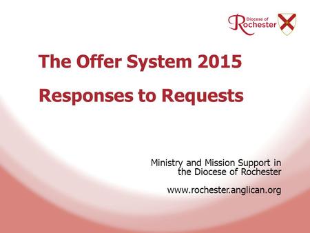 The Offer System 2015 Responses to Requests Ministry and Mission Support in the Diocese of Rochester www.rochester.anglican.org.