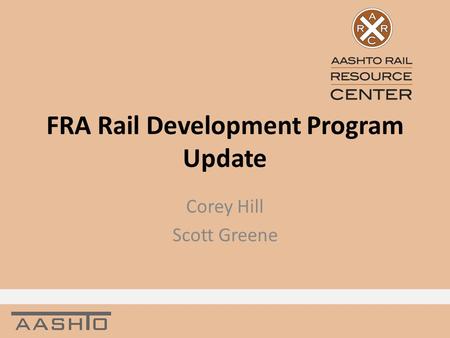 FRA Rail Development Program Update