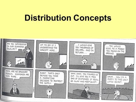 Distribution Concepts. Marketing Channels Marketing Channel: A set of interdependent organizations that ease the transfer of ownership as products move.