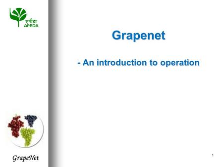 GrapeNet 1 Grapenet - An introduction to operation.